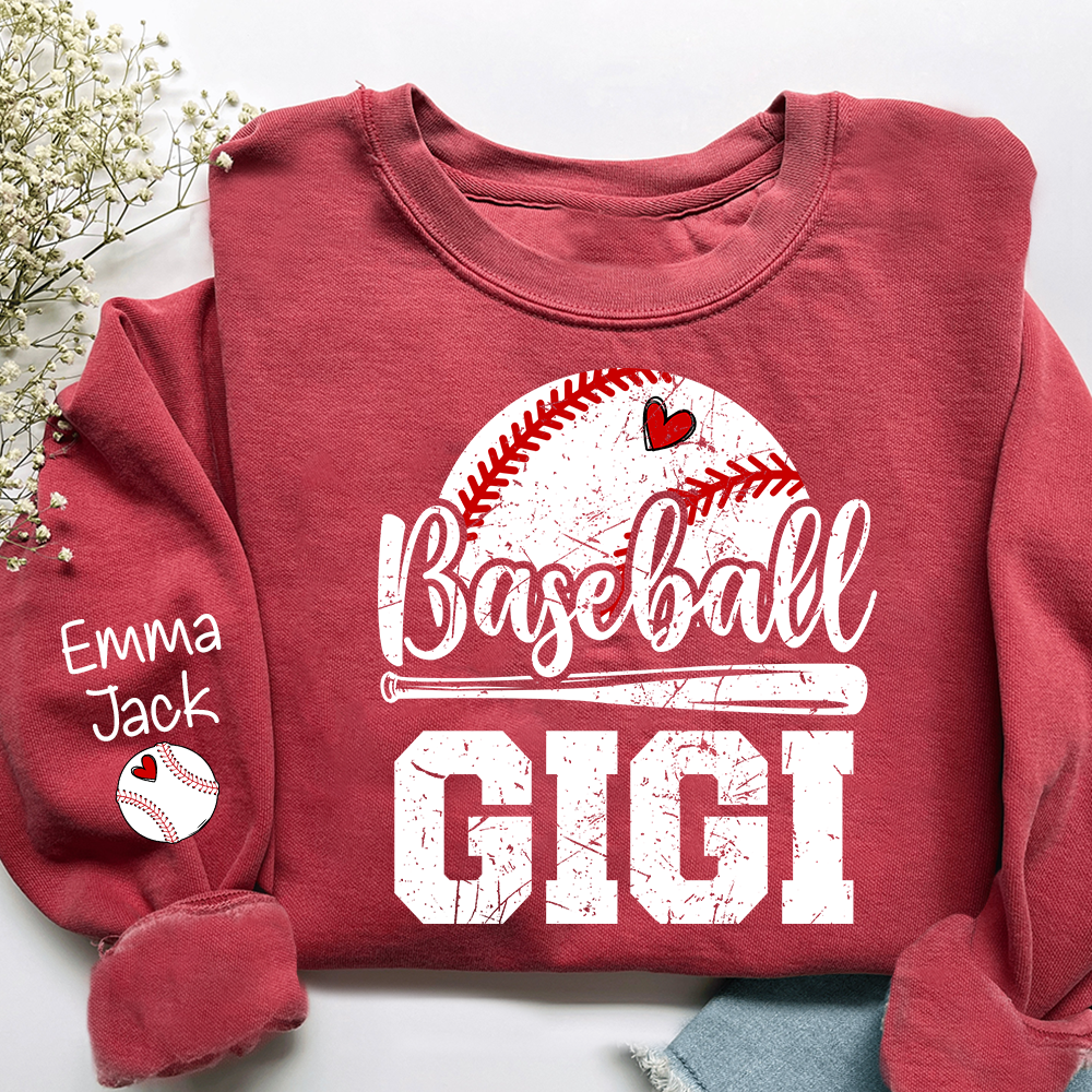 Custom Baseball Gigi Sweatshirt, Graphic Tee With Baseball And Heart Design for Gift Grandma And Kids