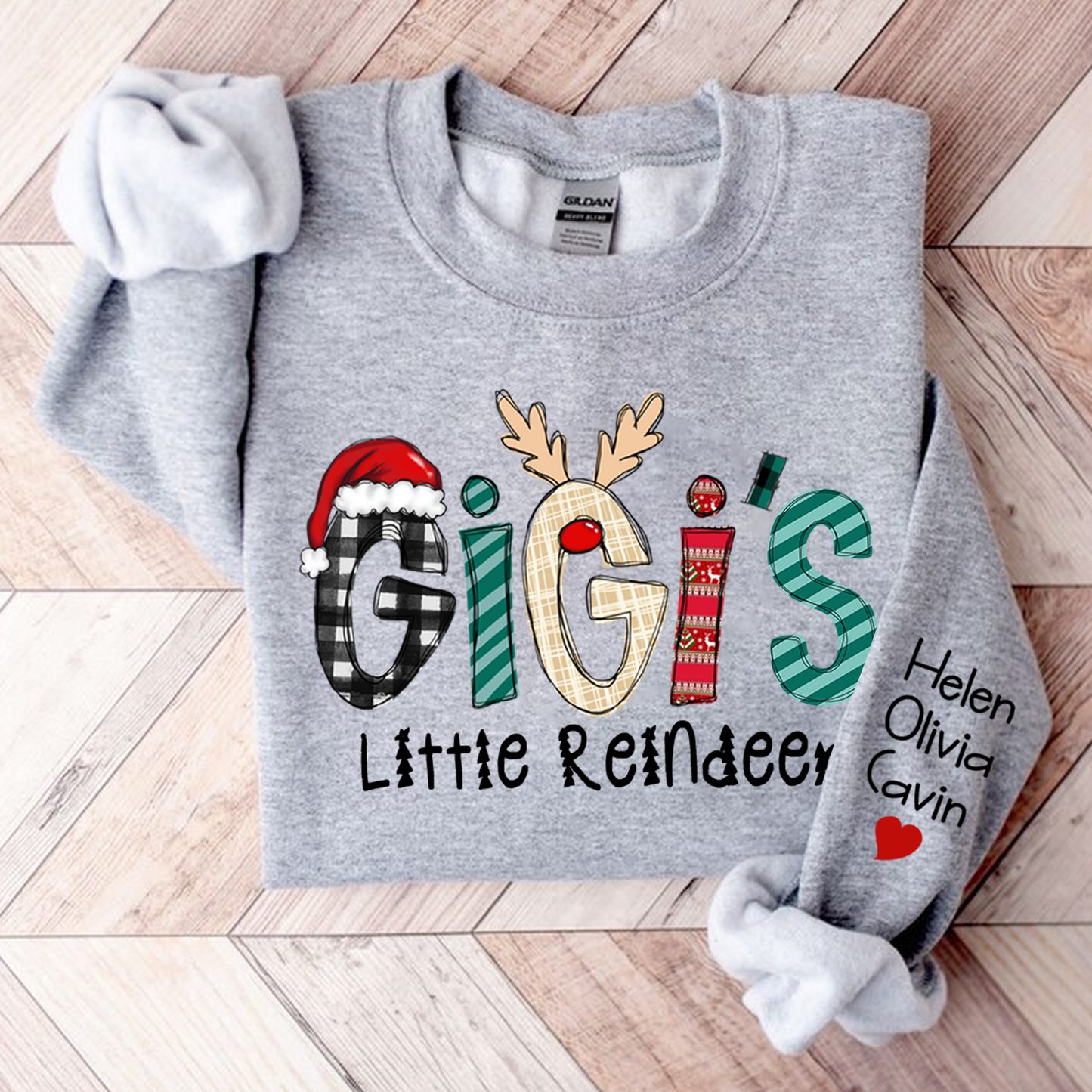 Gigi's Little Reindeer Christmas, Custom Gigi And Kids, Grandma Gift Sweatshirt