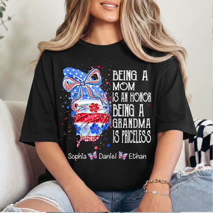 Custom Lovely Butterfly Bow Design With The American Flag, A Personalized Gift For Mom On Independence Day, July 4th