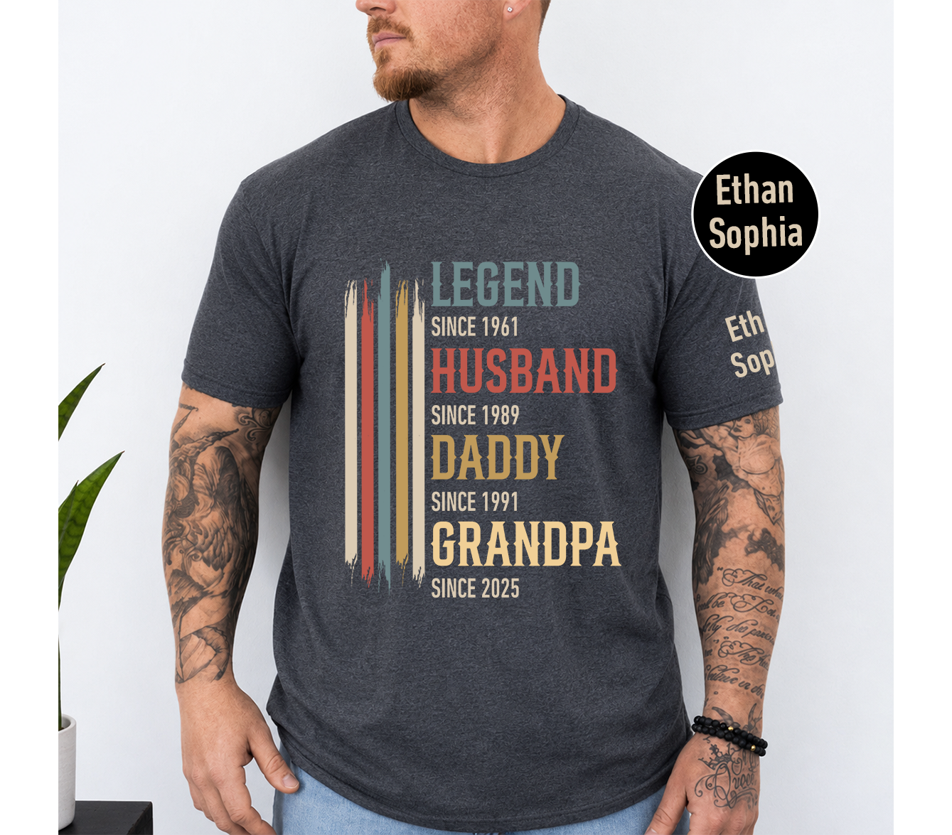 Legend Husband Dad Grandpa T-Shirt – Personalized Names Gift for Father Dad Papa Birthday Fathers Day