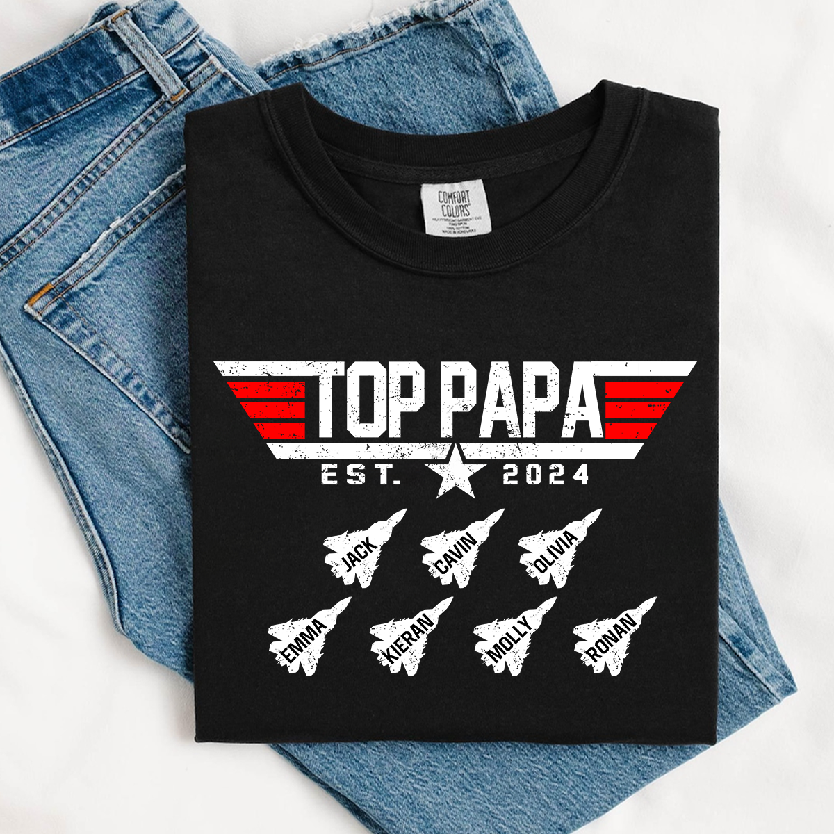 Comfort Colors® Custom Top Papa And Grandkids American 2026 T-Shirt