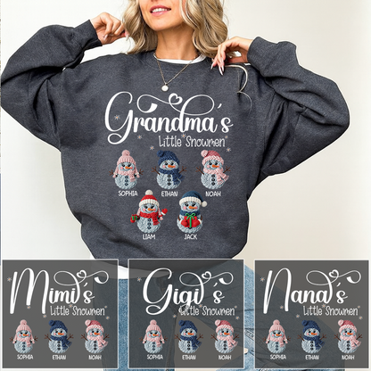 Personalized Grandma’s Little Snowmen Sweatshirt, Custom Christmas Gift with Kids’ Names