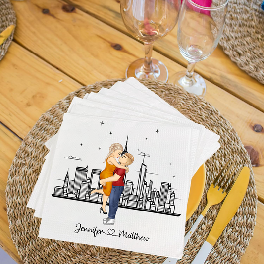 Personalized Wedding City Skyline Couple Married Engaged