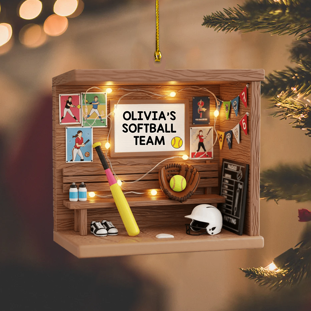Personalized Softball Ornament 2025 – Custom Name Team Ornament, Softball Player Christmas Gift for Girls Ornament