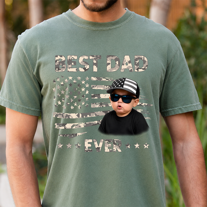 Best Dad Ever T-Shirt – Personalized Custom Baby Photo Gift for Father Papa Birthday Fathers Day