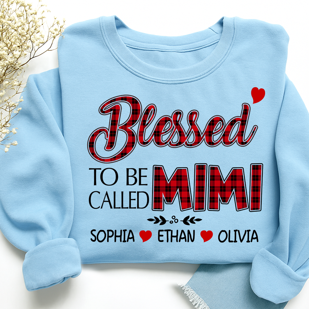 Personalized Blessed To Be Called Mimi Sweatshirt, Gifts for Grandma, Custom Grandma and Grandchild Names