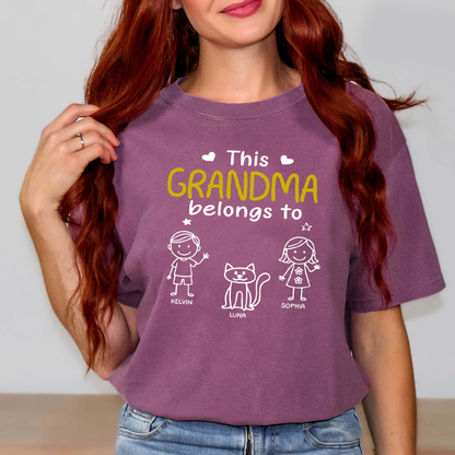 This Grandma Belongs To Kid Stick Figures - Personalized Comfort Colors