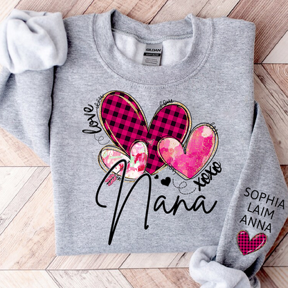 Customized Valentine Pink Xoxo Valentine Design, Personalized Nana with Kids Name