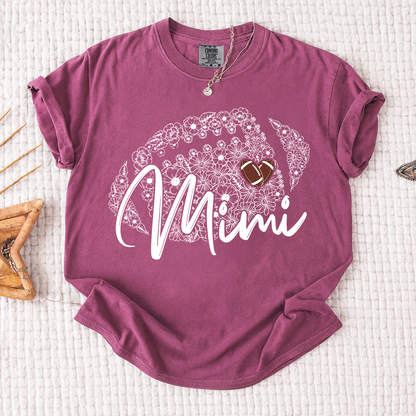 Comfort Mimi Football Shirt, Personalized Mimi T-Shirt with Floral Football Design