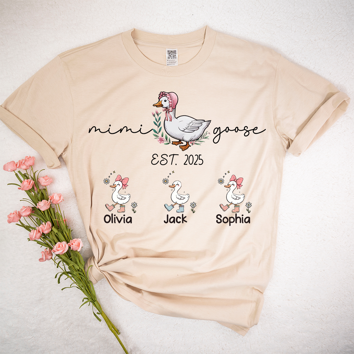 Custom Mimi Goose Est Shirt, Personalized Nickname And Grandkids, Gift For Mother's Day
