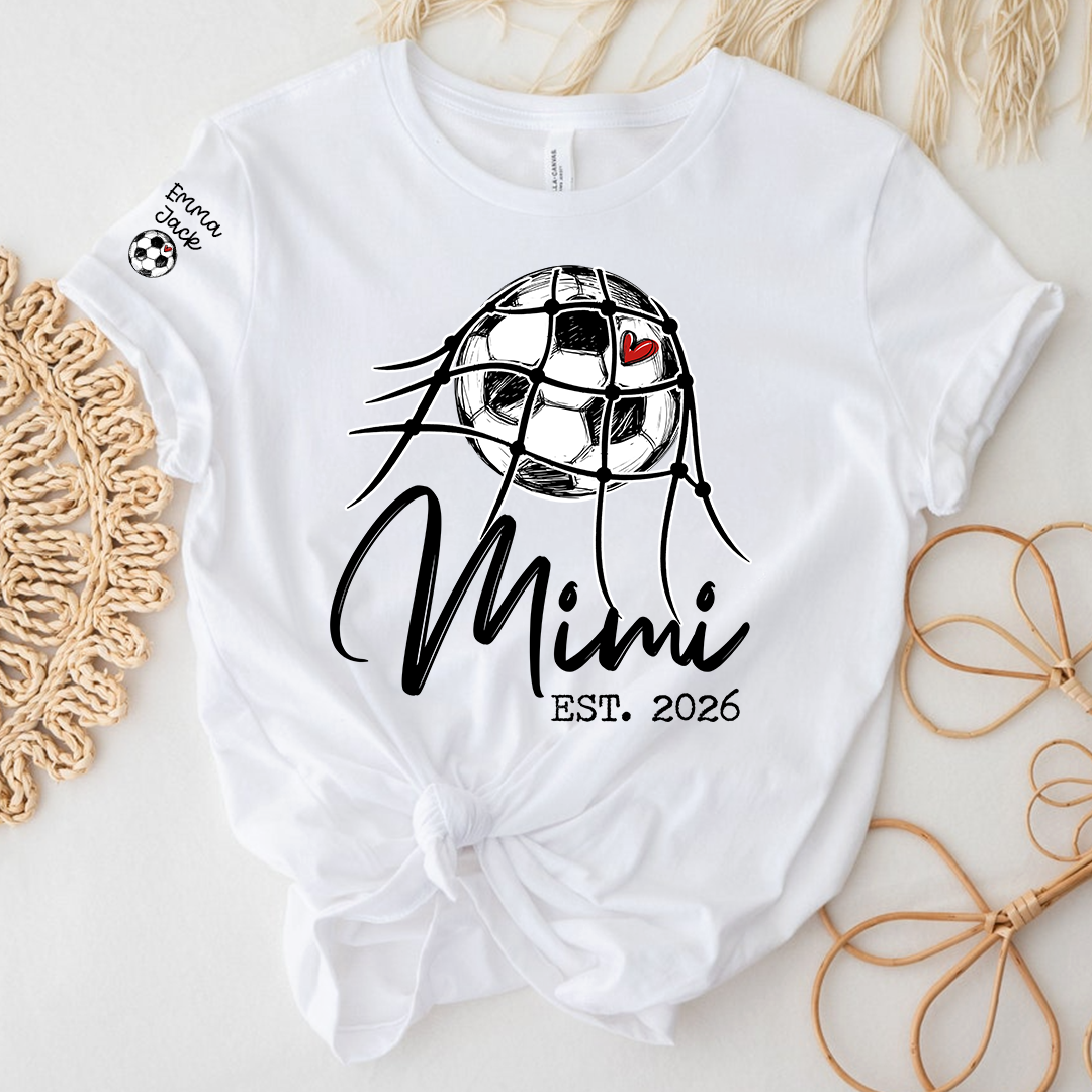 Children's Sports T-shirt, Custom Printed With Name, For Grandma, Soccer Mimi brand, Customizable With FoundingYear