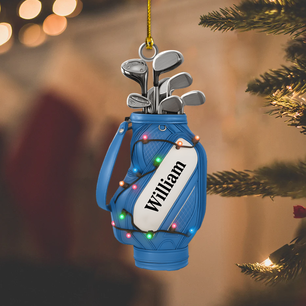 Personalized Golf Ornament 2025 – Custom Name Golf Bag Ornament, Perfect Christmas Gift for Golf Lovers & Players Ornament