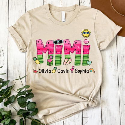 Custom Mimi Watermelon Summer Shirt, Personalized Nickname And Grandkids T-Shirt