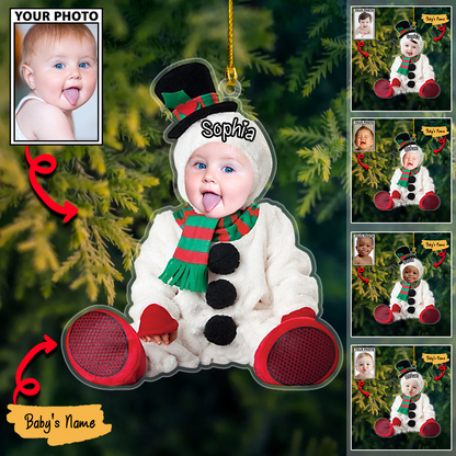 Custom Baby Photo Ornaments with Names, Personalized Christmas Ornaments