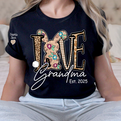 Personalized Love Gigi Easter T Shirt, Bunny And Egg Design With Names For Grandma