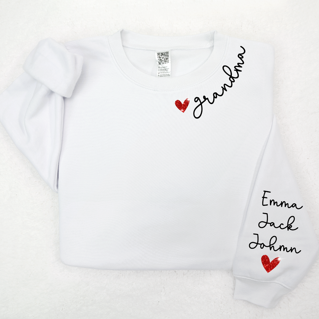 Valentine Glitter Heart Grandma And Kids LTP01