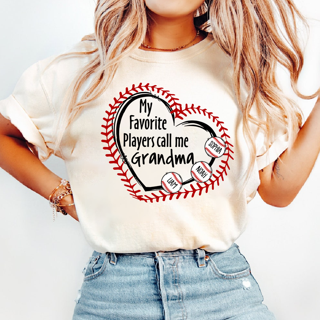 Baseball Mimi T-Shirt My Favorite Players Call Me Design with Custom Names