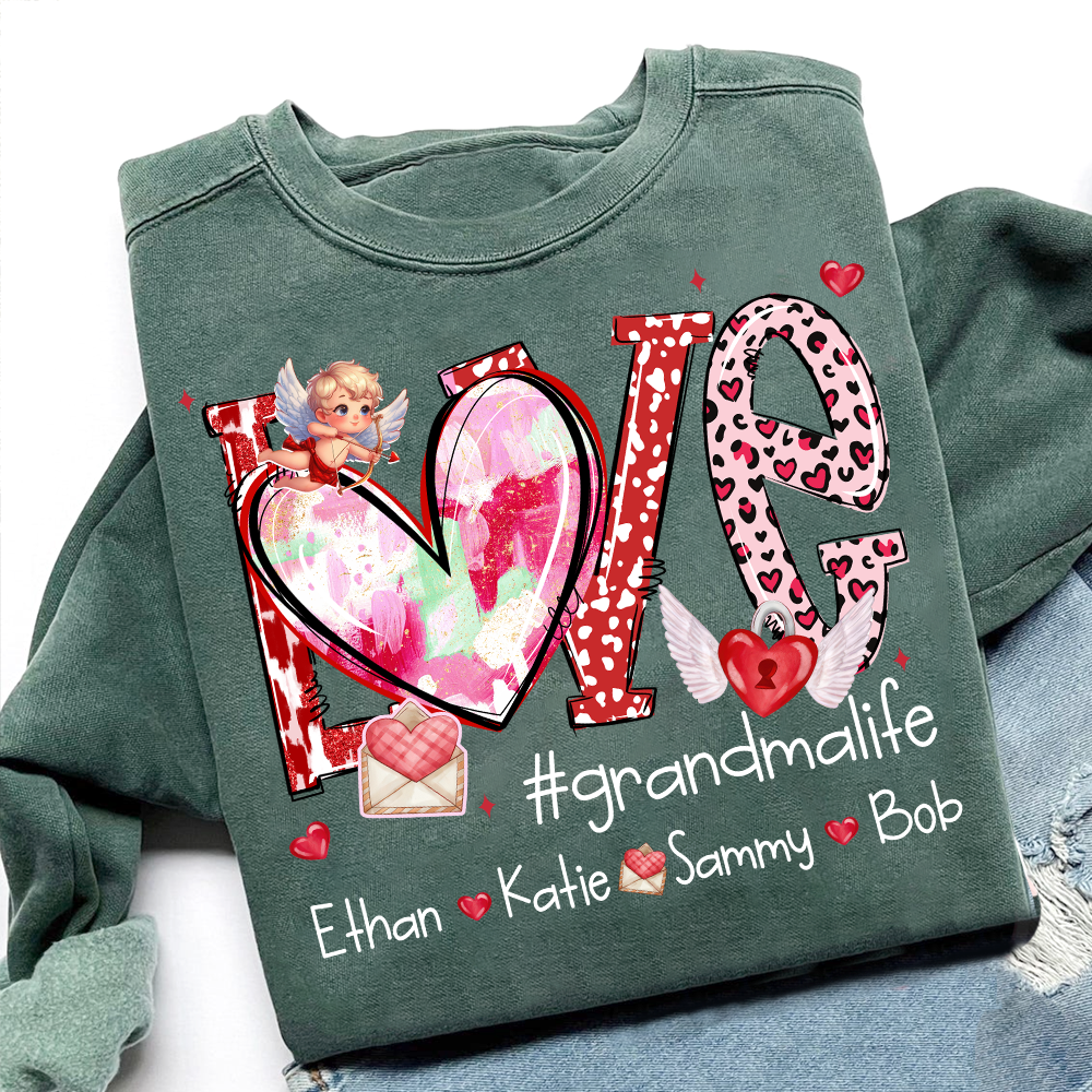Personalized Love Grandma Life Sweatshirt, Custom Valentine Heart Design