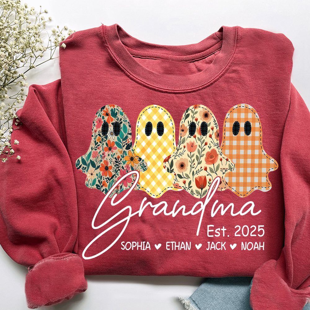 Custom Ghost Sweatshirt for Grandma, Halloween Grandma Est. 2025 Shirt