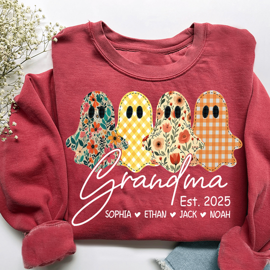 Custom Ghost Sweatshirt for Grandma, Halloween Grandma Est. 2025 Shirt
