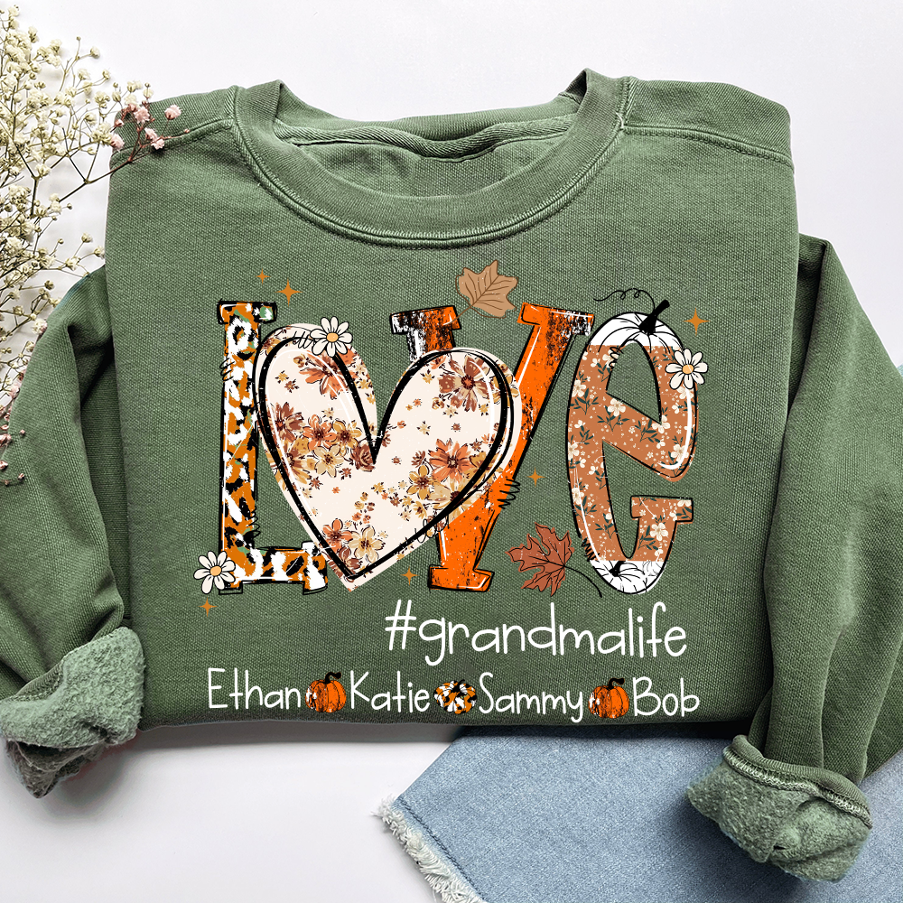 Custom Love Fall, Personalized Halloween for Grandma And Grandkids