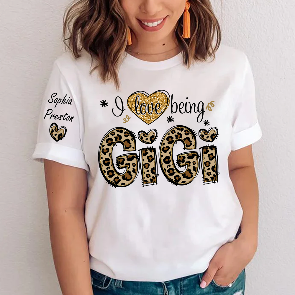 I Love Being Gigi Leopard, Custom Gigi And Kids, Grandma Gift TH T-Shirt