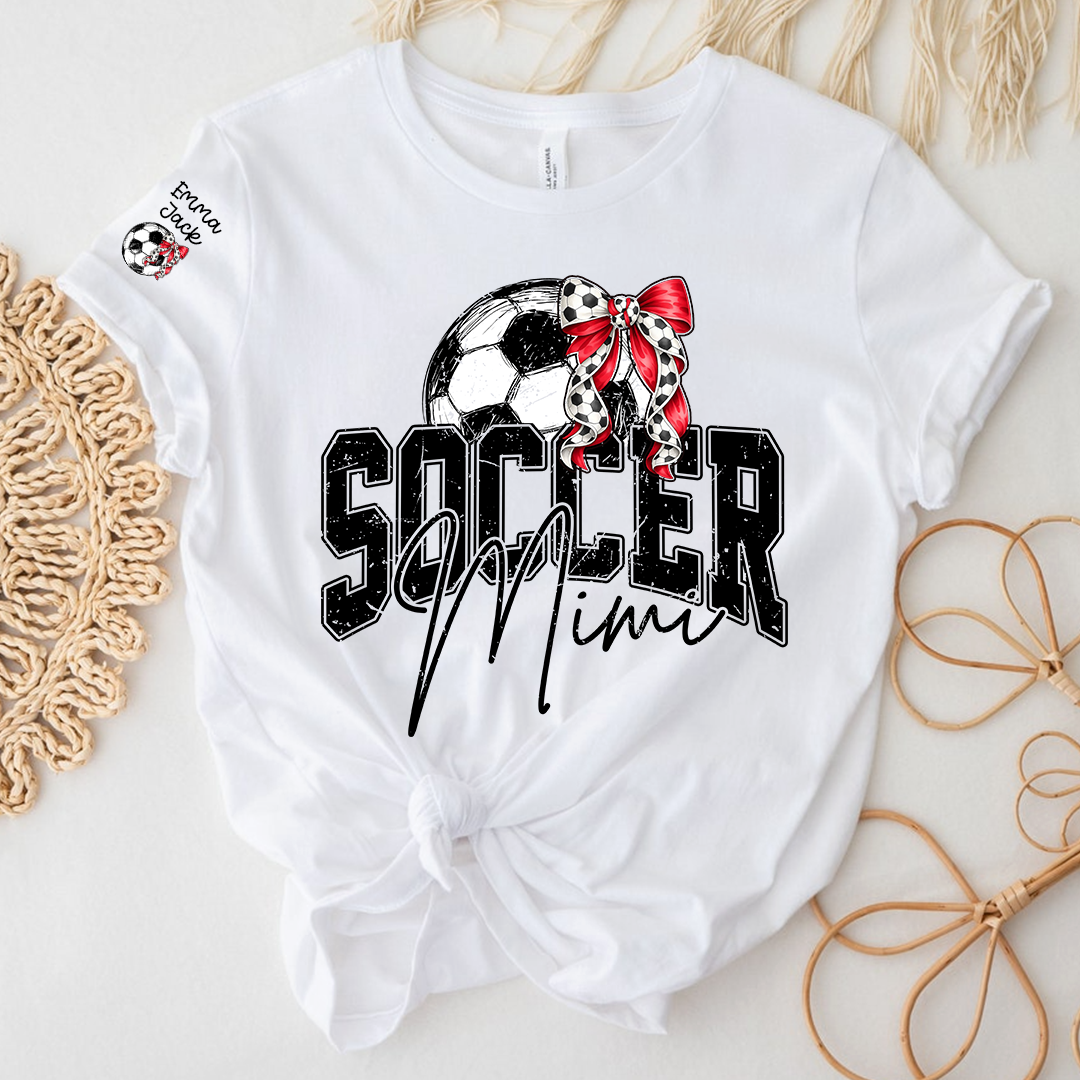 Mimi Soccer Fan T Shirt Custom Names Soccer Ball Graphic Sports Grandma Tee