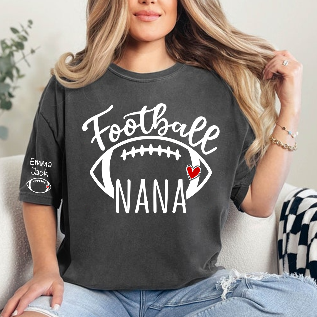 Football Grandma T-Shirt, Personalized Grandma T-Shirt for Football Lovers with Custom Name