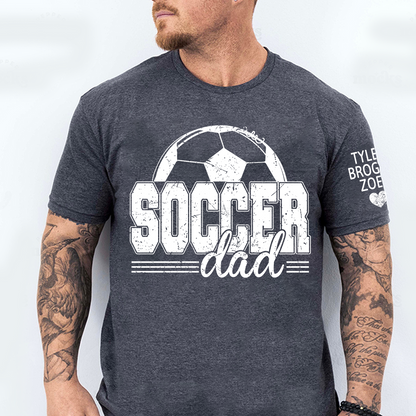 Personalized Soccer Dad T-Shirt, Soccer Papa with Names, Football Gift for Dad And Kids