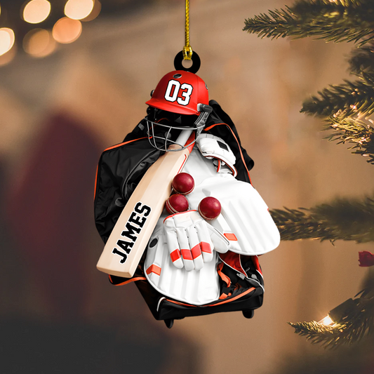 Personalized Cricket Player Ornament – Custom Name, Number & Color Christmas Decoration Gift 2025 Ornament