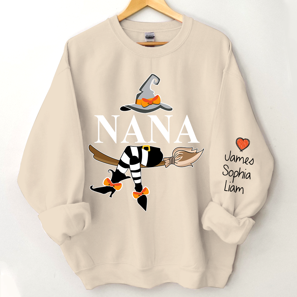Nana Halloween Sweatshirt, Custom Nana And Kids Halloween, Grandma Gift TH