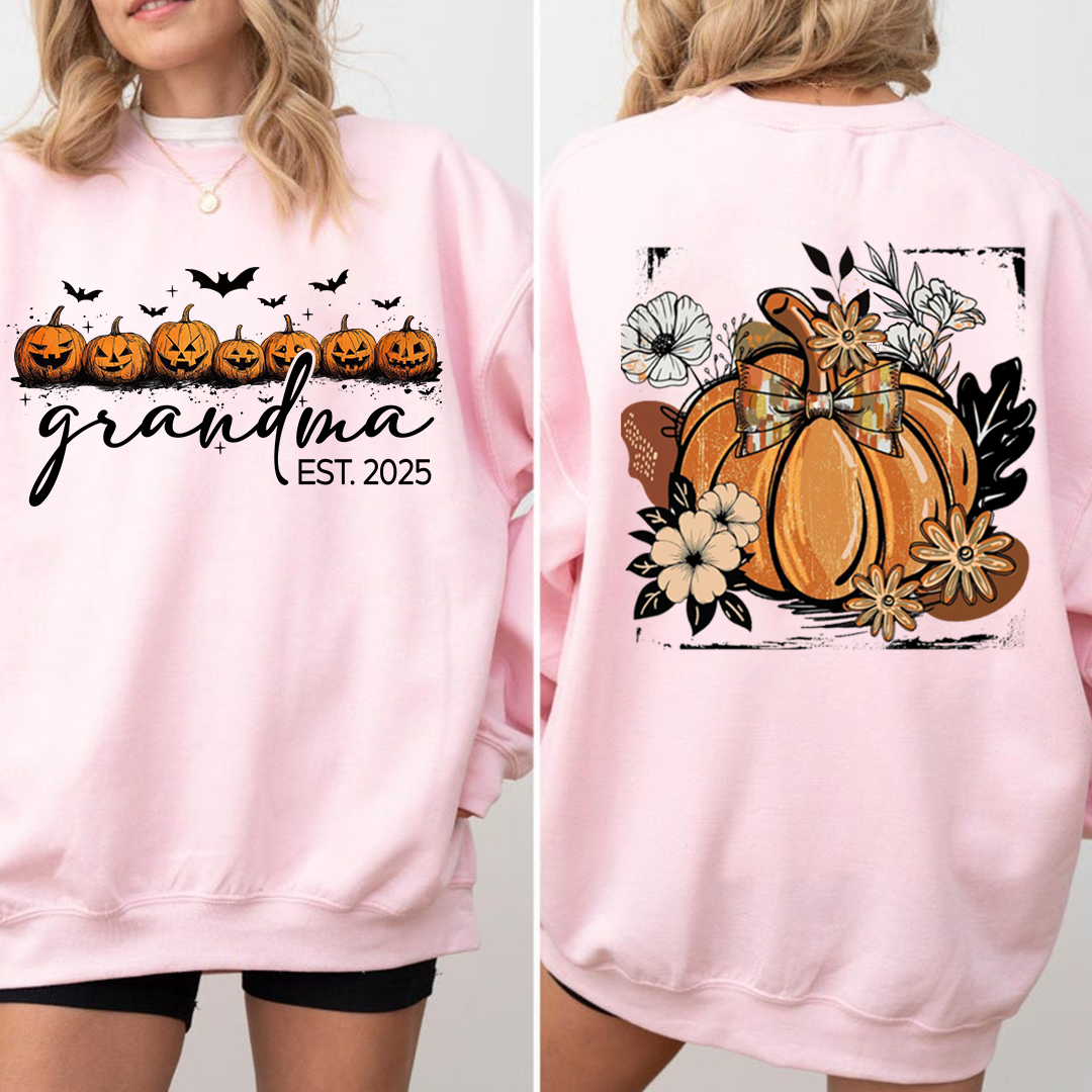 Vintage Autumn with Floral Fall Pumpkin, Custom Nicknames for Grandma and Kids