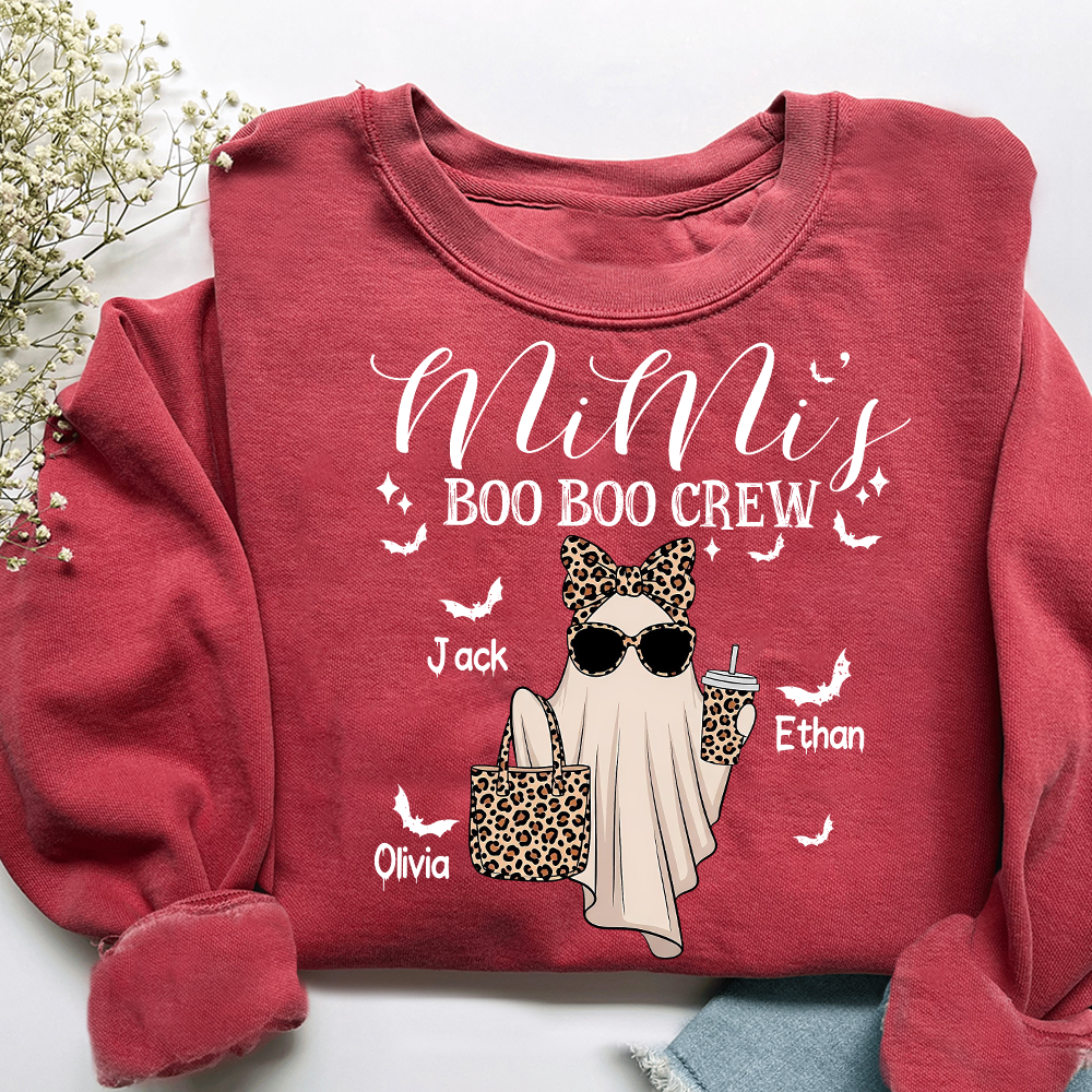 Mimi's Boo Crew Halloween Sweatshirt, Personalized Ghost Family Shirt for Grandma And Kids