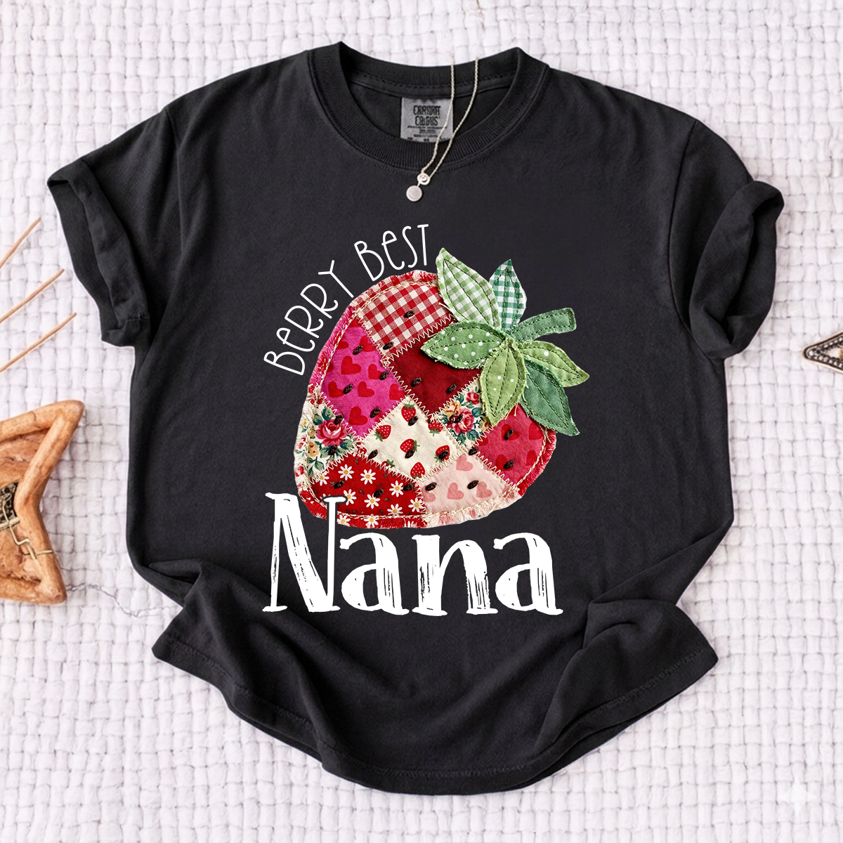Comfort Colors® Berry Best Nana Shirt, Cute Strawberry Patchwork Design for Grandmother Gift