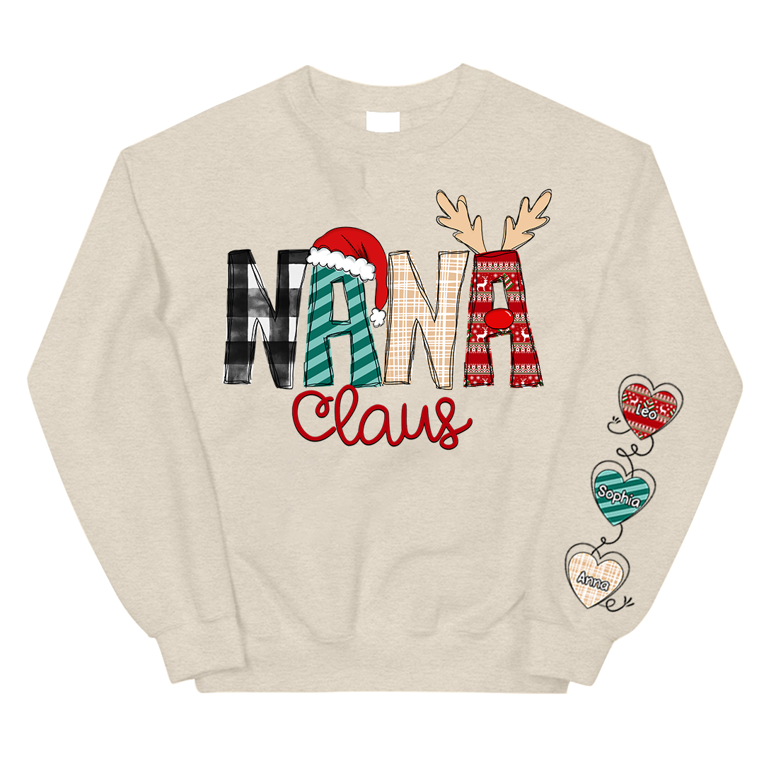 Personalized Nana Claus With Grandkids Sweatshirt
