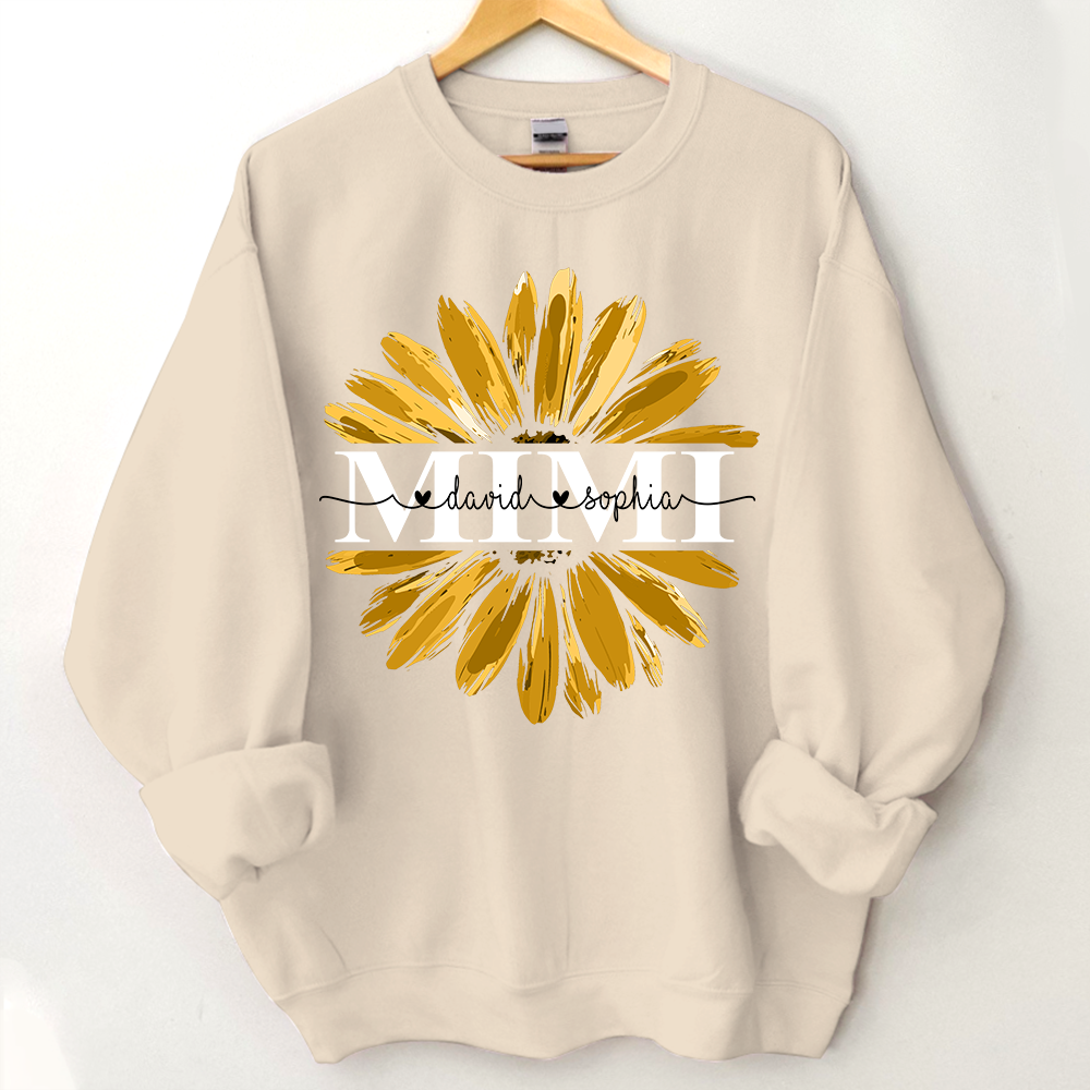 Mimi Yellow Daisy Flower With Grandkids Sweatshirt
