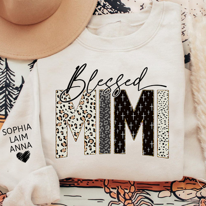 Personalized Blessed Mimi Leopard Sweatshirt – Custom Bible Style Design, Unique Gift for Grandma and Her Grandkids