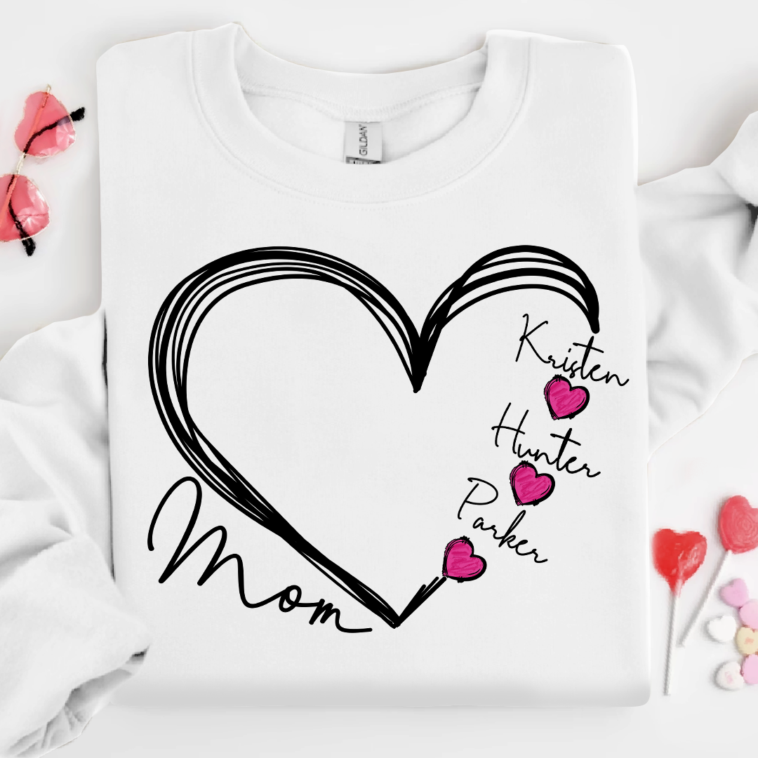 Custom Heart Mom And Kids Valentine's Day LTP01 Sweatshirt