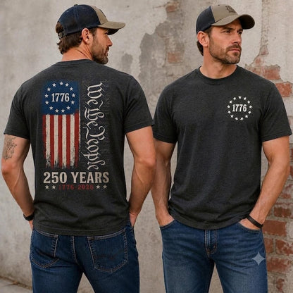 We The People 250 Years Shirt, Patriotic USA Flag Graphic Tee, America 1776 2026 Independence Day