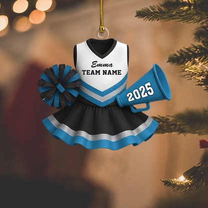 Personalized Cheerleader Ornament 2025 – Custom Name, Team & Year Christmas Gift for Girls and Cheer Squad Members Ornament