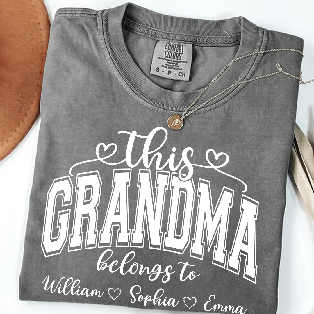 Comfort Colors Shirt, Custom This Grandma Belongs To And Grandkids