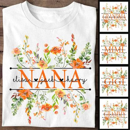 Summer Flowers Nana And Grandkids CTH01 T-Shirt