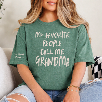 Custom Grandma Shirt My Favorite People Call Me Grandma Personalized T Shirt with Kids Names Family Gift for Grandmother Birthday Mother Celebration Tee