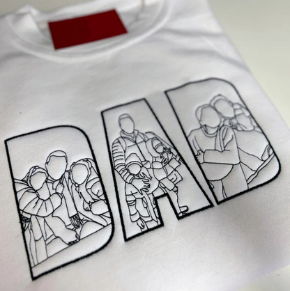 Custom Photo Portrait Embroidery Sweatshirt Gift For Dad And Mom Sweatshirt