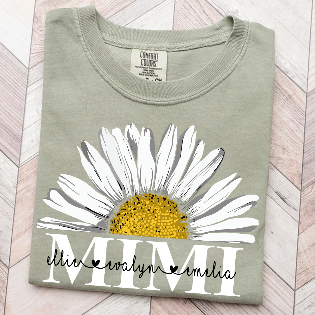 Personalized Mimi And Grandkids Daisy , Mother's Day Gift Grandma Comfort Colors T-Shirt