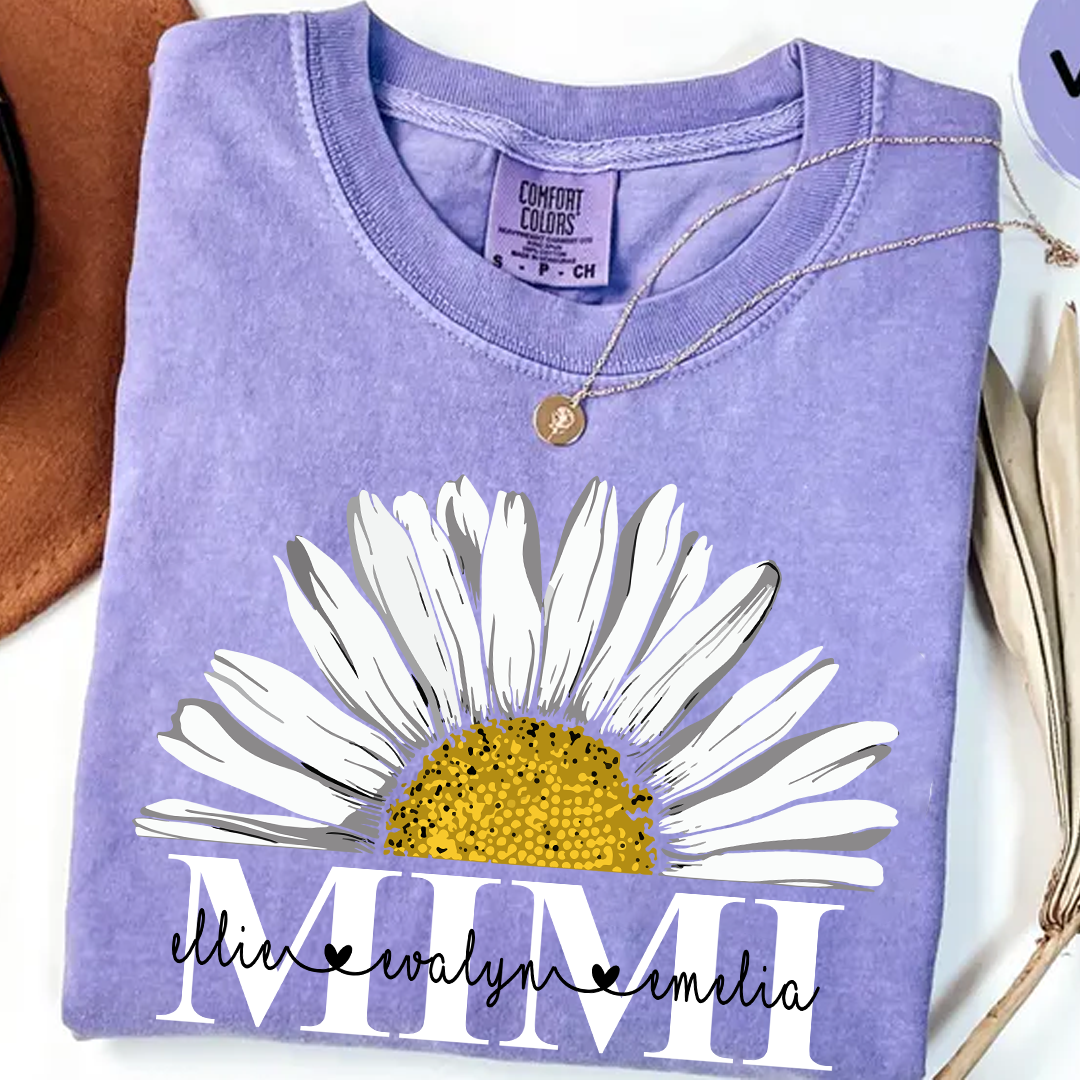 Personalized Mimi And Grandkids Daisy , Mother's Day Gift Grandma Comfort Colors T-Shirt