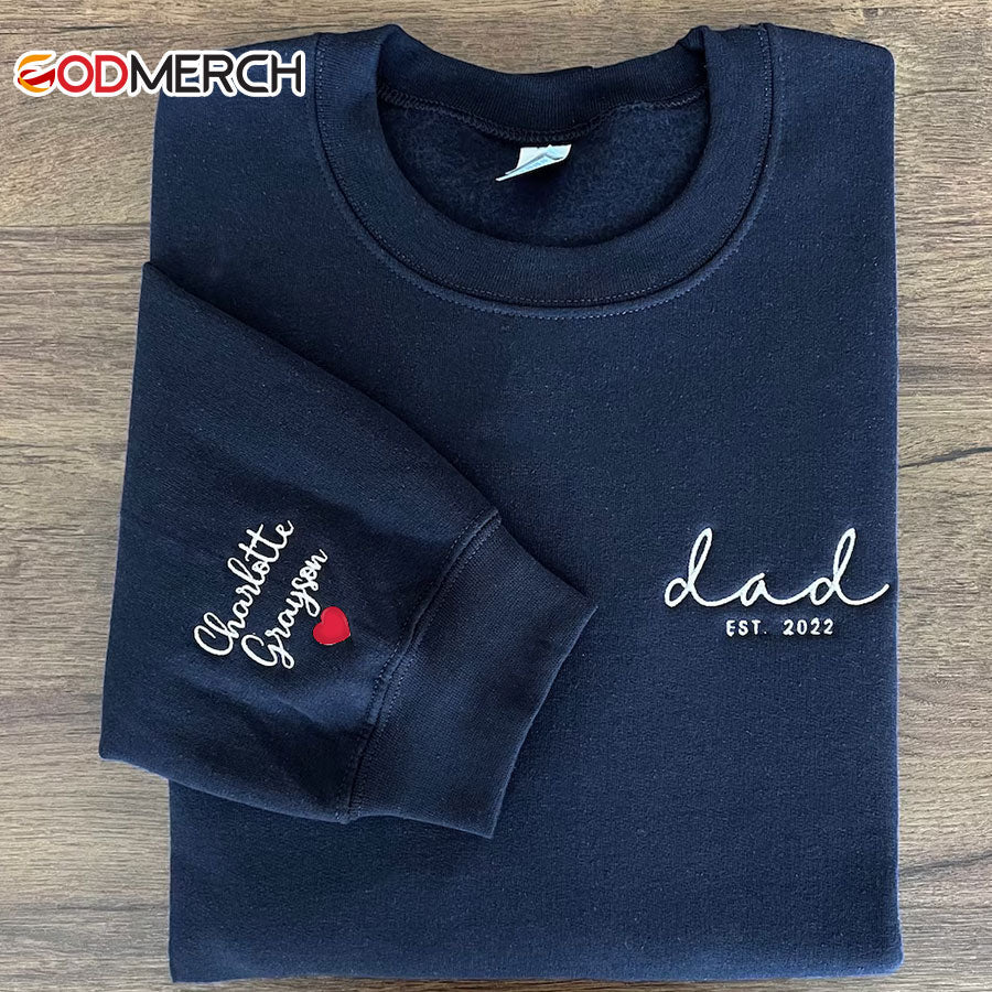 Personalized Embroidered Papa Hearts Sweatshirt