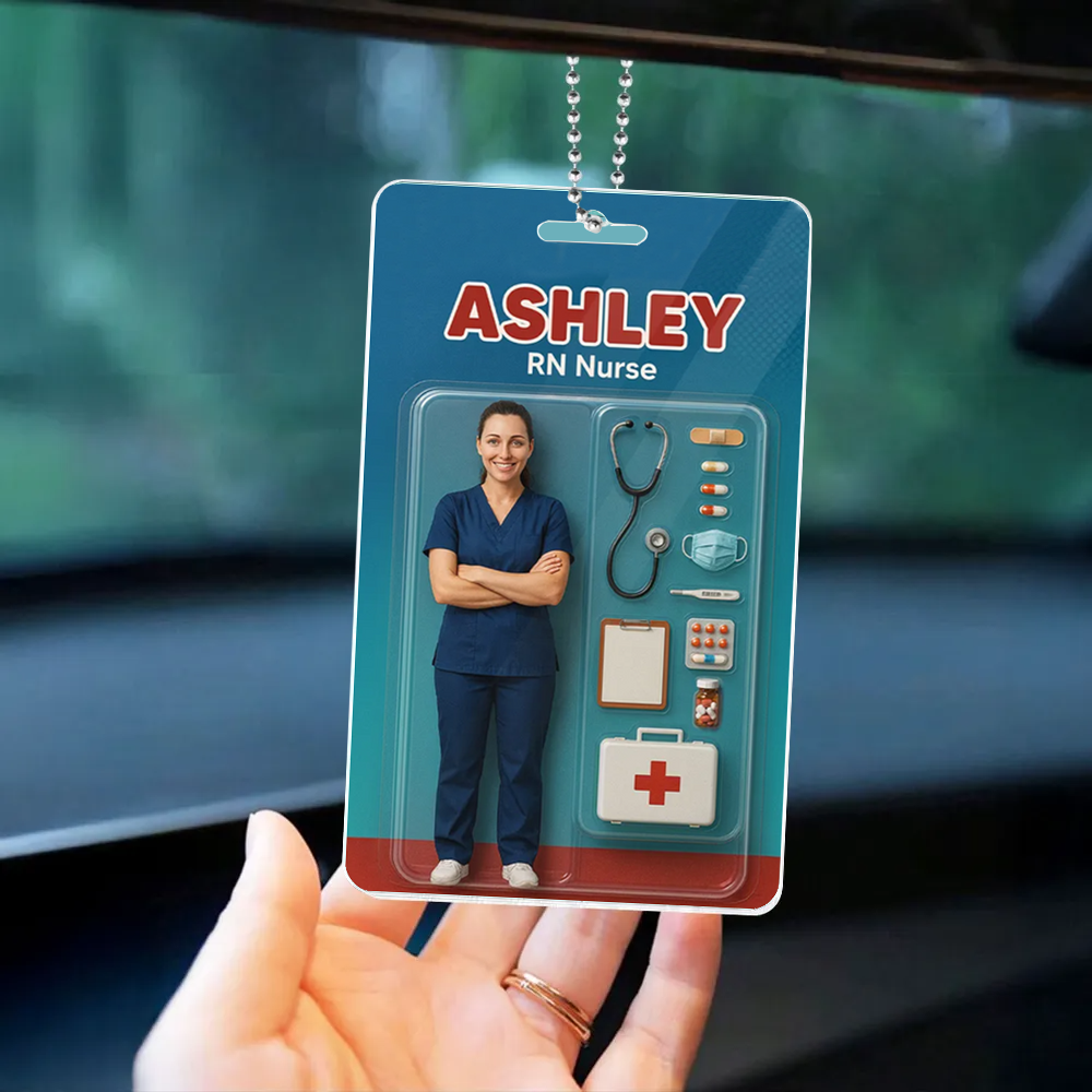 Nurse Custom Figure Cute Doll Nurse Personalized Acrylic Car Hanger