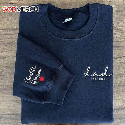 Personalized Embroidered Dad Hearts Sweatshirt