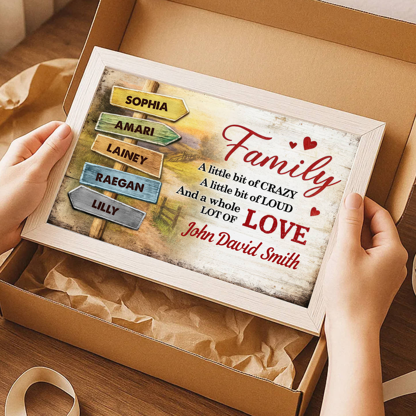 Custom Family A Little Bit Crazy Whole Lot of Love, Poster Heartwarming Gift for Parents Grandparents